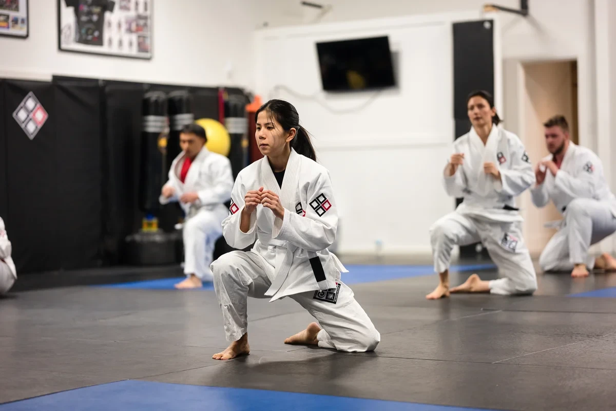 Adult BJJ warm-up drills at Yorkdale Martial Arts Academy